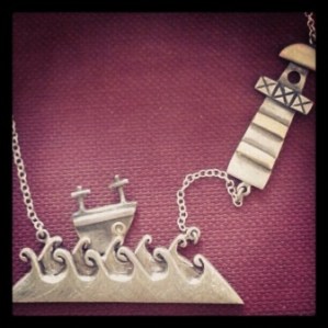 Silver and 9ct gold sea necklace