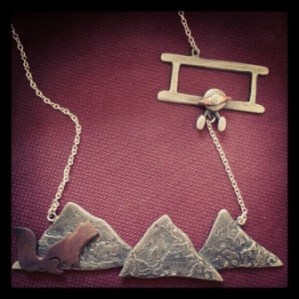 Silver and copper fox neclace