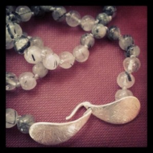 Textured silver clasp with included quartz (necklace)